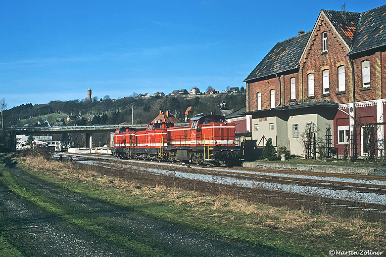 WLE 62 + 36 + 35 vor dem Empfangsgebäude Rüthen, 22.02.1995