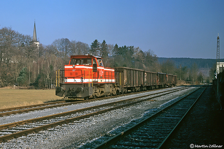 RLG D 67 rangiert an der Gleiswaage, 08.Mrz 1996